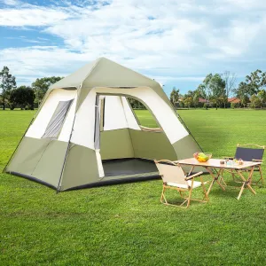 Instant Cabin Tent,6 Person Camping Tent Setup in 60 Seconds with Rainfly & Windproof Tent with Carry Bag for Family Camping & Hiking,Green