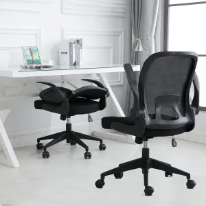 IPKIG Foldable Office Chair - Home Office Desk Chair with Flip-Up Arms and Foldable Backrest, Mesh Computer Chair Executive Office Chair (Black)