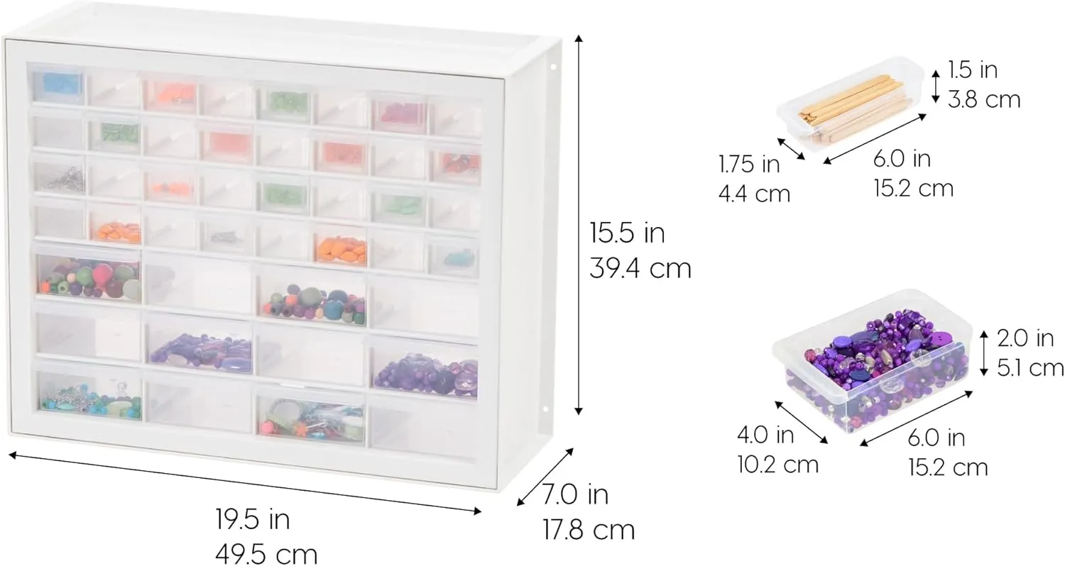IRIS USA Screw Tool Organizer Small Parts Cabinet Chest, 44-Drawer Hardware Electronics Nuts Bolts Storage Drawers Organization Toolbox Garage Craft Business Teacher Beads Scrapbook Art Hobby - White