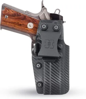 Iwb Kydex Holster Fits 1911 4" Concealed Carry by Houston Gun Holsters - Lined Inside for Strong Retention and Protection - Reinforced Plastic Clip - Lightweight (Carbon Fiber)