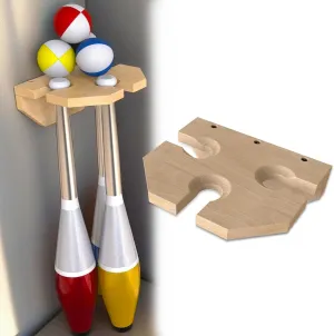 Juggling Clubs Wall Mount with Three Slots, Juggling Ball/Juggling Clubs Holder Combination for Juggling Sets and Jugglers, Juggling Stick Juggling Ball Organiser