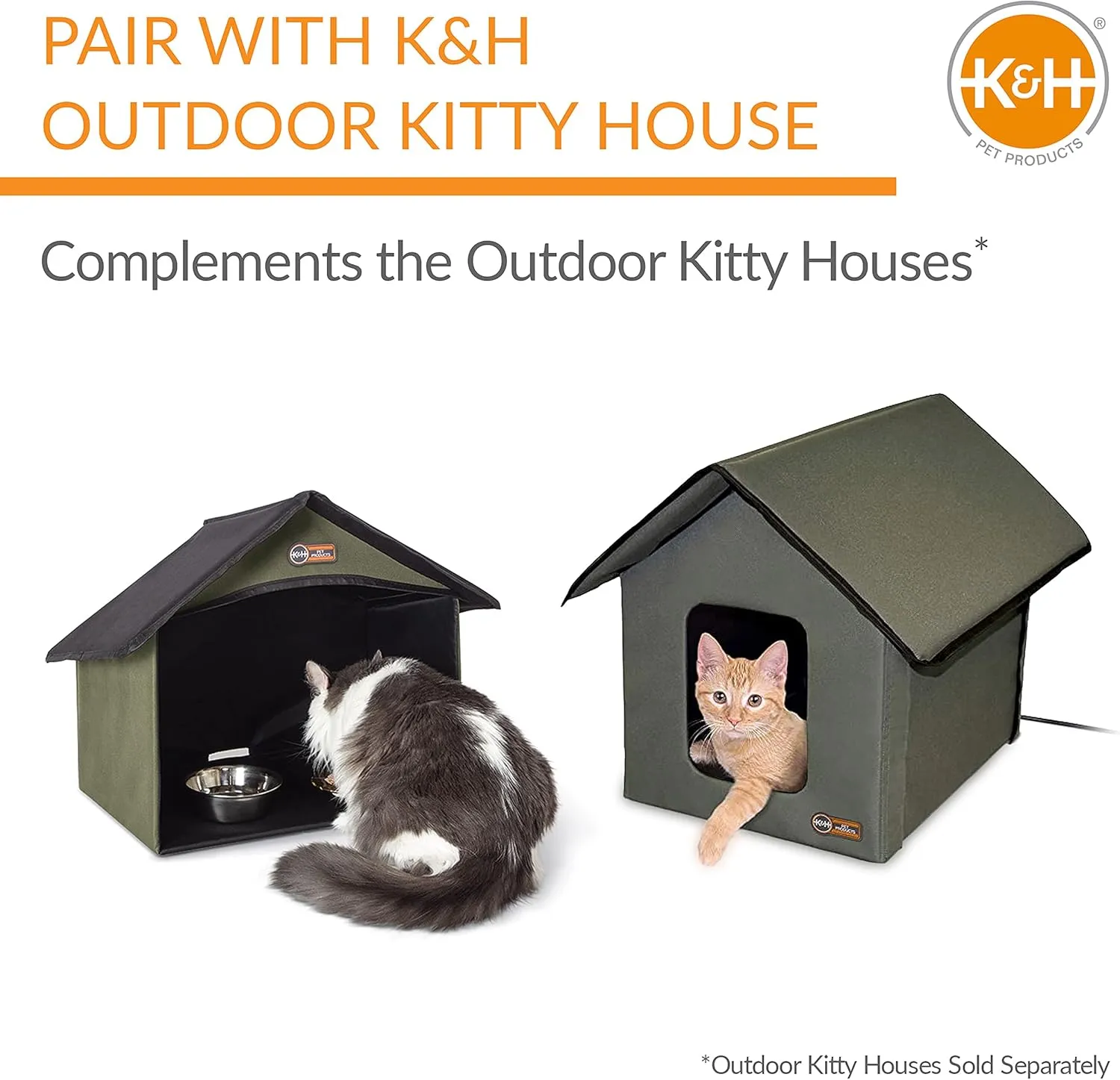 K&H Pet Products Outdoor Cat Dining Room Covered Outdoor Feeding Station Shelter for Feral Cat Food & Water Bowls, Pairs with K&H Thermo-Kitty Cafe (Sold Separately) - 14 X 20 X 16.5in Olive