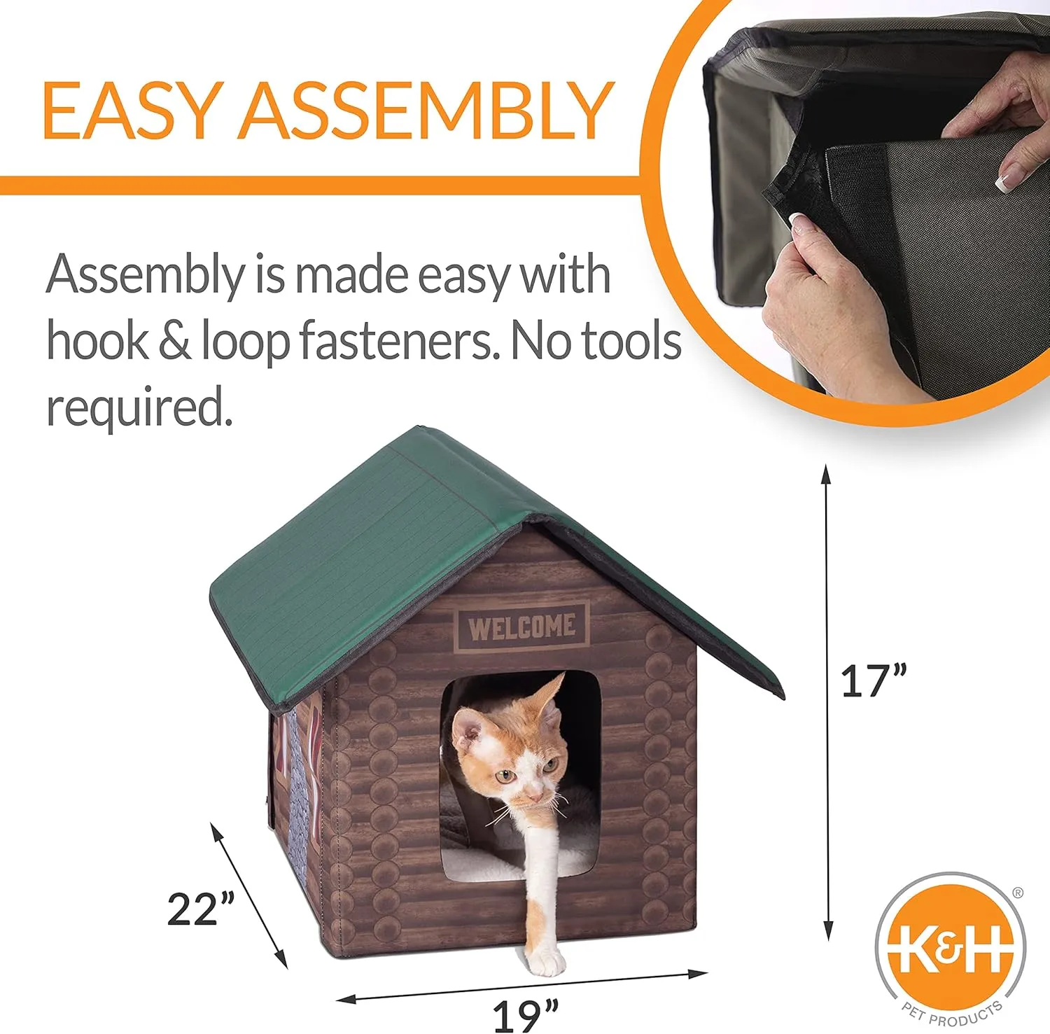 K&H Pet Products Outdoor Kitty House Cat Shelter (Unheated) Log Cabin Design 19 X 22 X 17 Inches