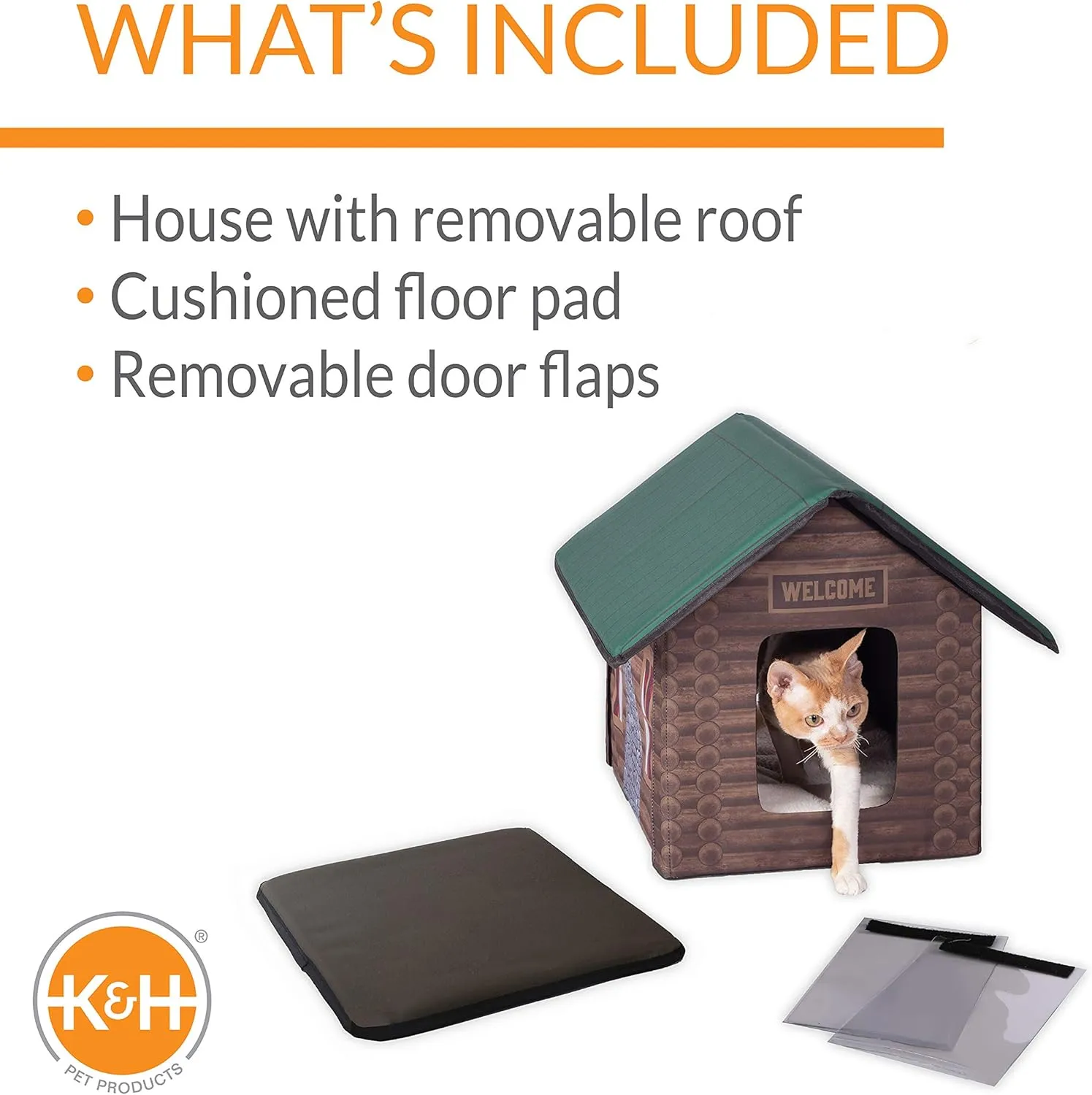K&H Pet Products Outdoor Kitty House Cat Shelter (Unheated) Log Cabin Design 19 X 22 X 17 Inches