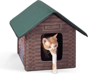 K&H Pet Products Outdoor Kitty House Cat Shelter (Unheated) Log Cabin Design 19 X 22 X 17 Inches