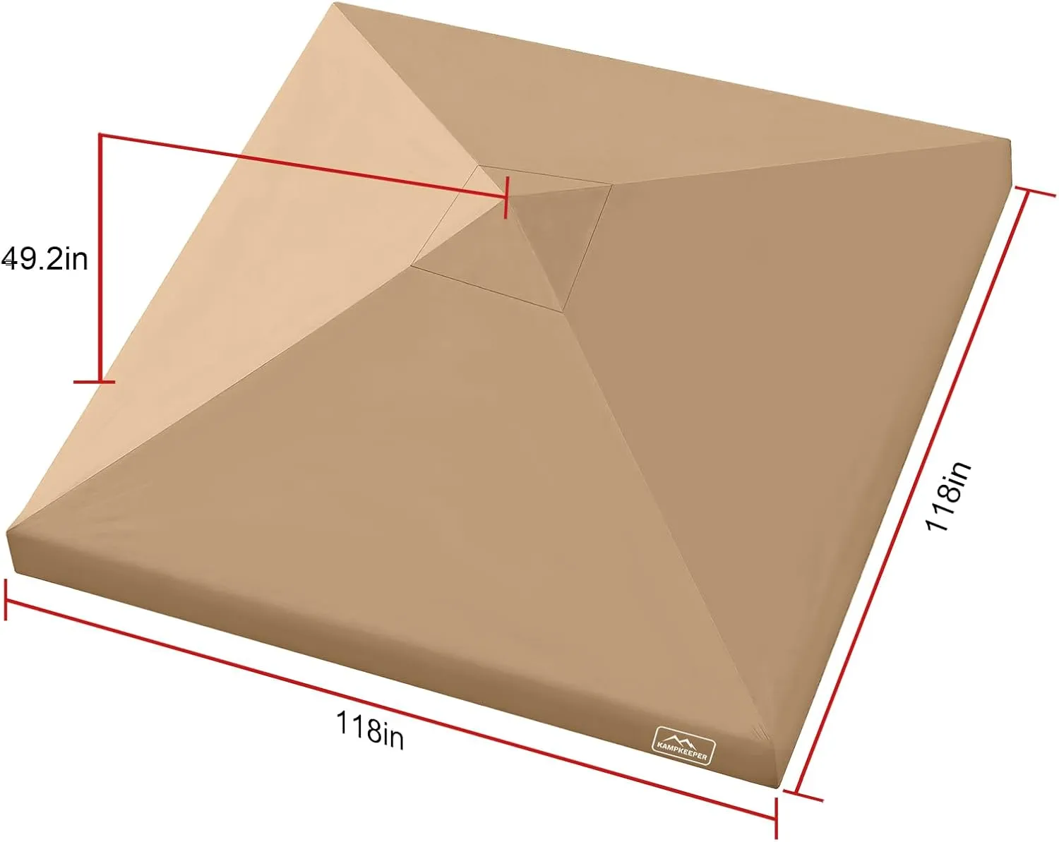 KAMPKEEPER Canopy Replacement Top, 10 x 10 Pop Up Canopy Top Cover for Canopy Straight Leg Tent,PU-Coated 500D Polyester,UP F50  UV Protection,Flame Resistant and Waterproof(Top Only) (Khaki)