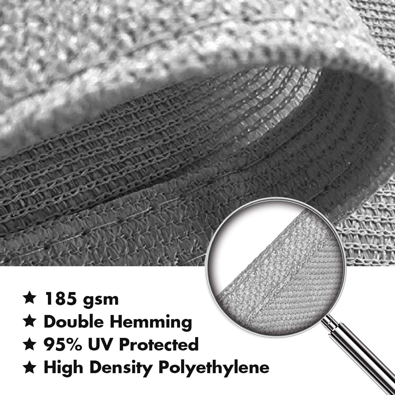 KANAGAWA Sun Shade Sail 20'x20' Grey Rectangle UV Block Canopy Awning Shelter Fabric Cloth Screen for Outdoor Patio Garden Backyard