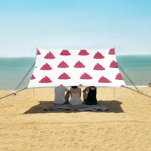 Kawaii Red Poop Beach Canopy Tent Anti-UV & Wind Resistant, Camping Sun Shelter Easy Setup Portable,Outdoor Shade Tents with Sandbags,Sand Shovels,Ground Pegs & Stability Poles
