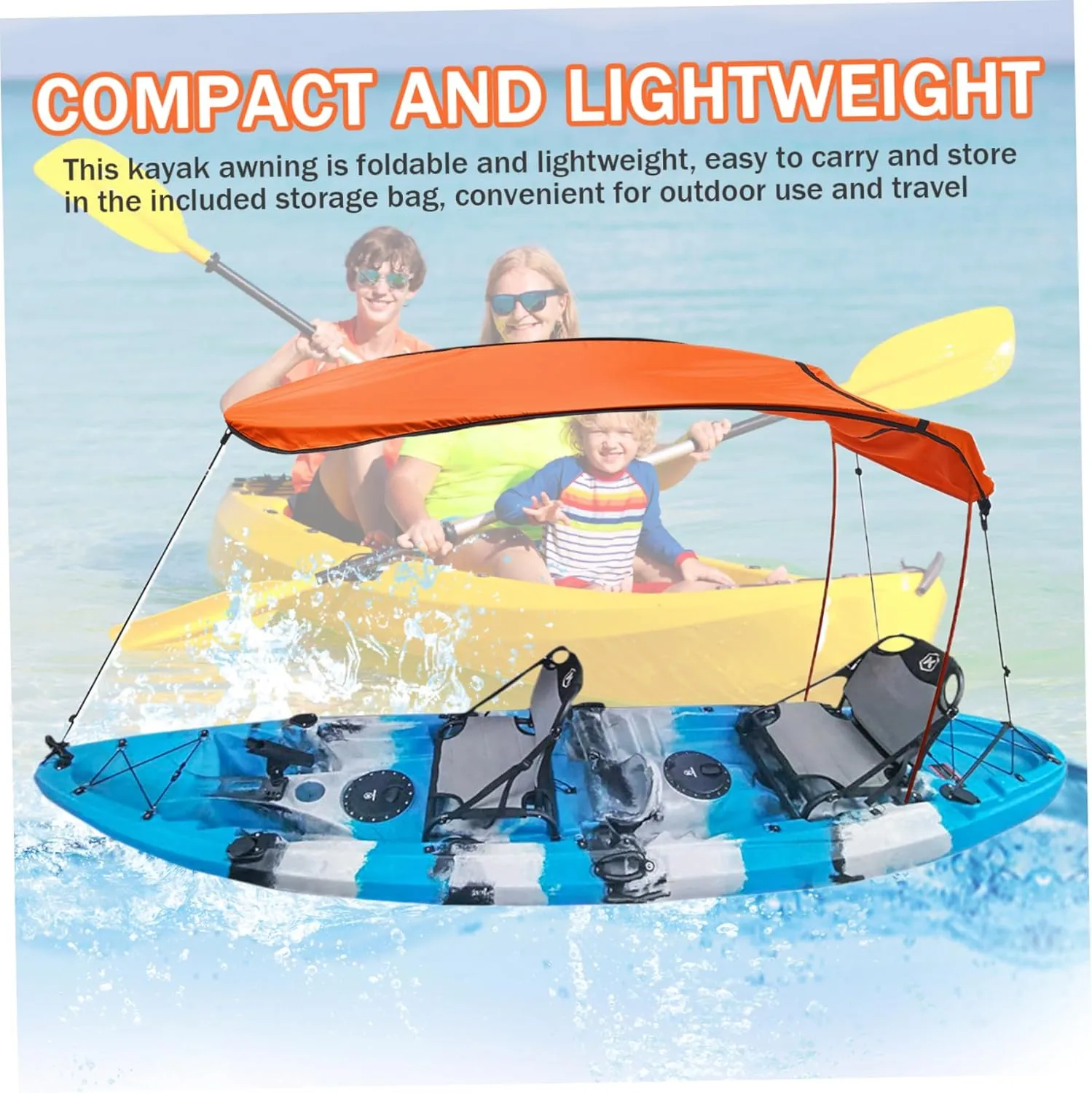 Kayak Umbrella Sun Protection Kayak Shade Rain-proof 49in Boat Shades Canopy with Elastic Band Outdoor Boat Umbrella for 1-2 People