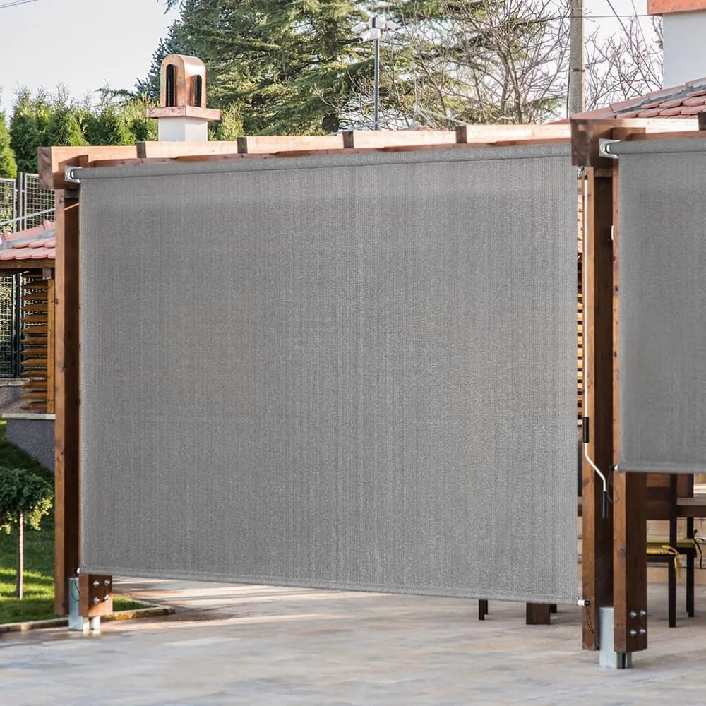 KELIXU Patio Shades Roll Up Outdoor Blind, 4’ W x 6’ H Cordless Sun Shade Privacy Screen with 90% UV Protection Exterior Roller Shade Cloth for Porch Pergola Backyard Windows Balcony, Gray