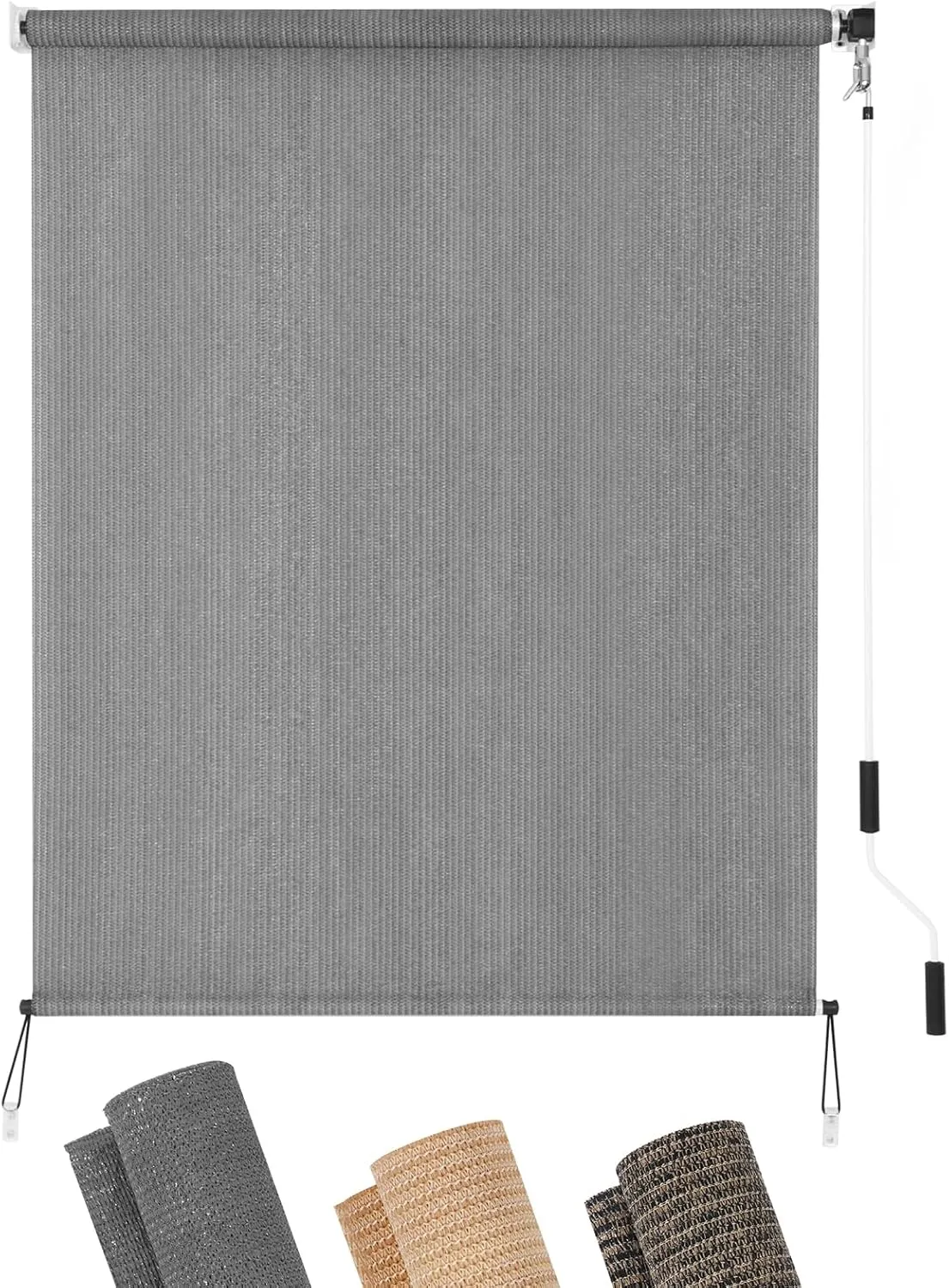 KELIXU Patio Shades Roll Up Outdoor Blind, 4’ W x 6’ H Cordless Sun Shade Privacy Screen with 90% UV Protection Exterior Roller Shade Cloth for Porch Pergola Backyard Windows Balcony, Gray