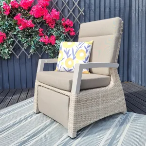 Kendal Wide Reclining Chair Natural - All Weather Cushion | Vila
