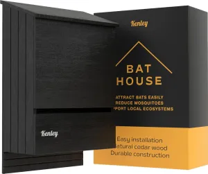 Kenley Bat House - Large Outdoor Bat Box Shelter with Triple Chamber - Handcrafted from Cedar Wood - Easy for Bats to Land and Roost - Weather Resistant & Ready to Install