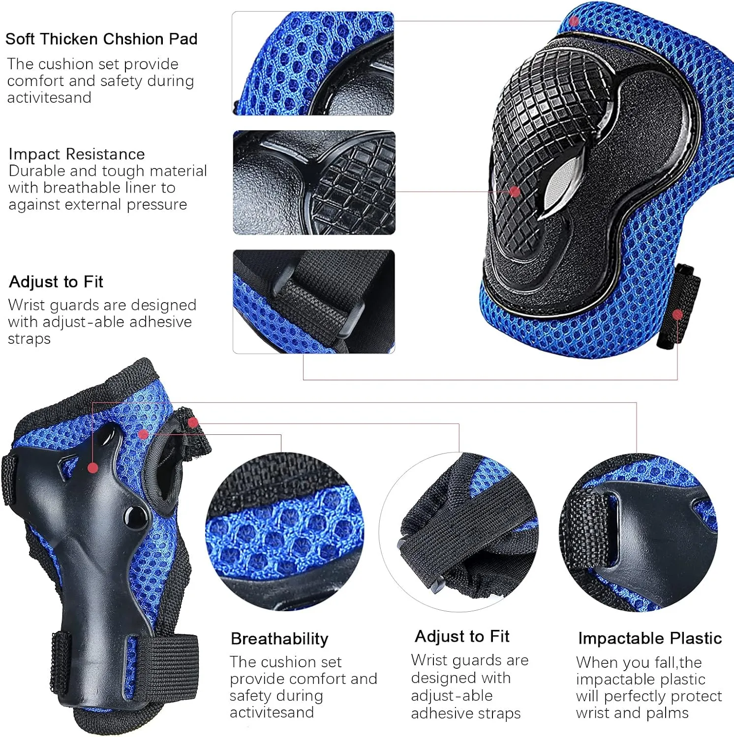 Kids Bike Helmet with Knee Pads Elbow Pads Wrist Guards for Age 3-14  Youth/Teens,Ventilation Multi-Sport Scooter Roller Skate Rollerblading Skateboarding Climbing Cycling