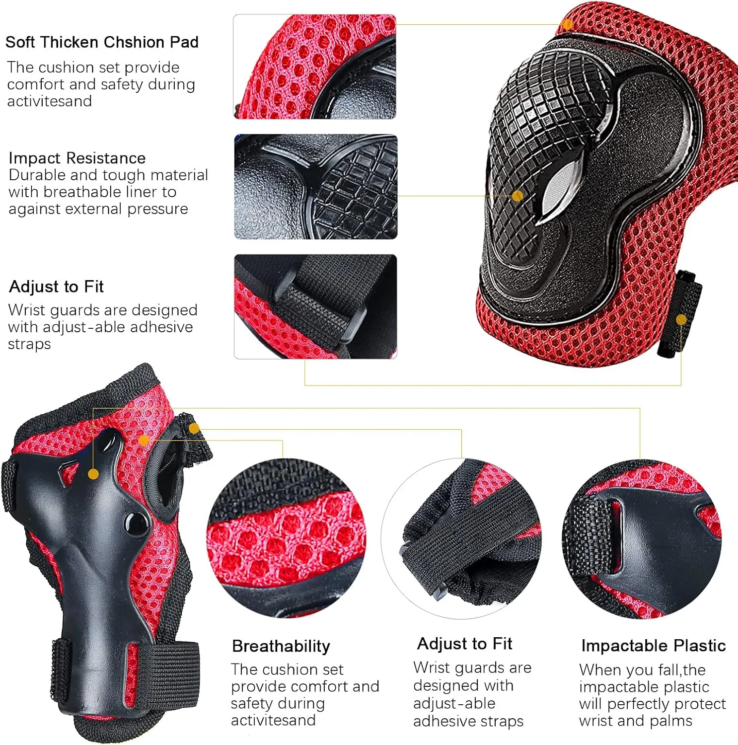 Kids Bike Helmet with Knee Pads Elbow Pads Wrist Guards for Age 3-14  Youth/Teens,Ventilation Multi-Sport Scooter Roller Skate Rollerblading Skateboarding Climbing Cycling