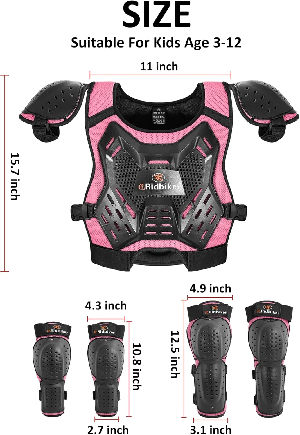 Kids Dirt Bike Gear Armor Vest Suit, Motorcycle Chest Protector with Knee Elbow Pads, Youth Riding Protective Gear for Motocross Cycling Skating Ski Off-Road