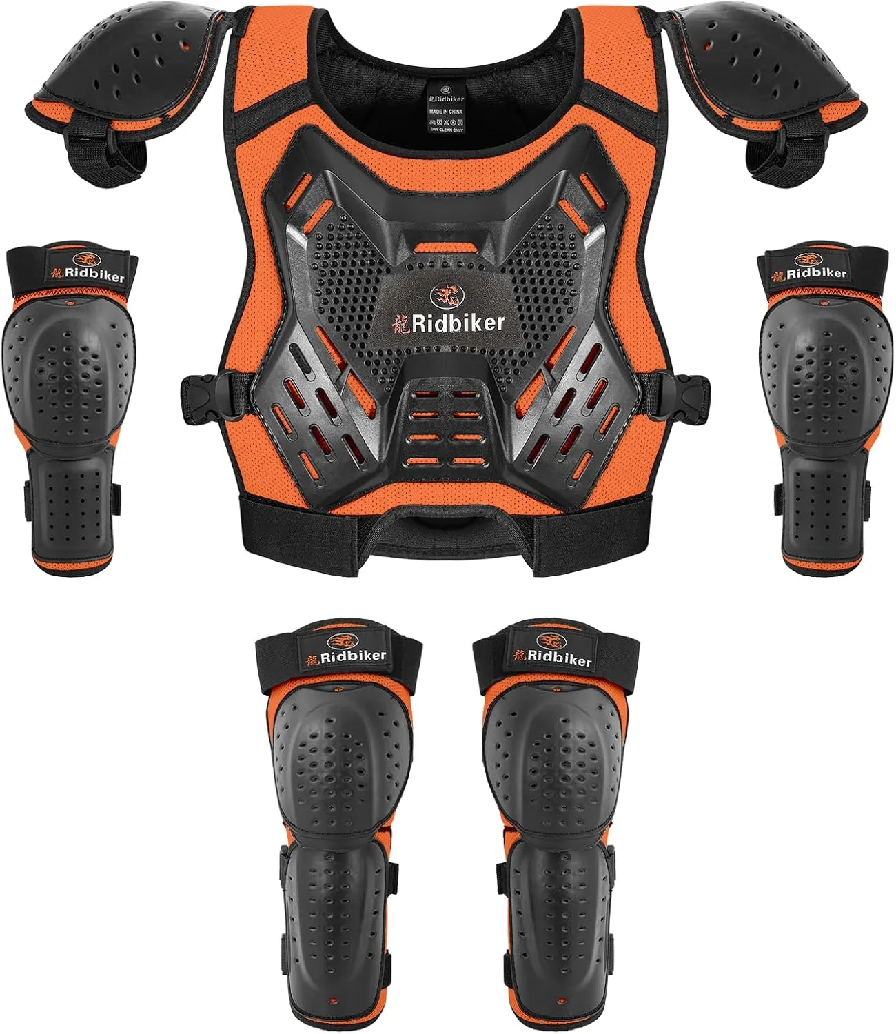 Kids Dirt Bike Gear Armor Vest Suit, Motorcycle Chest Protector with Knee Elbow Pads, Youth Riding Protective Gear for Motocross Cycling Skating Ski Off-Road