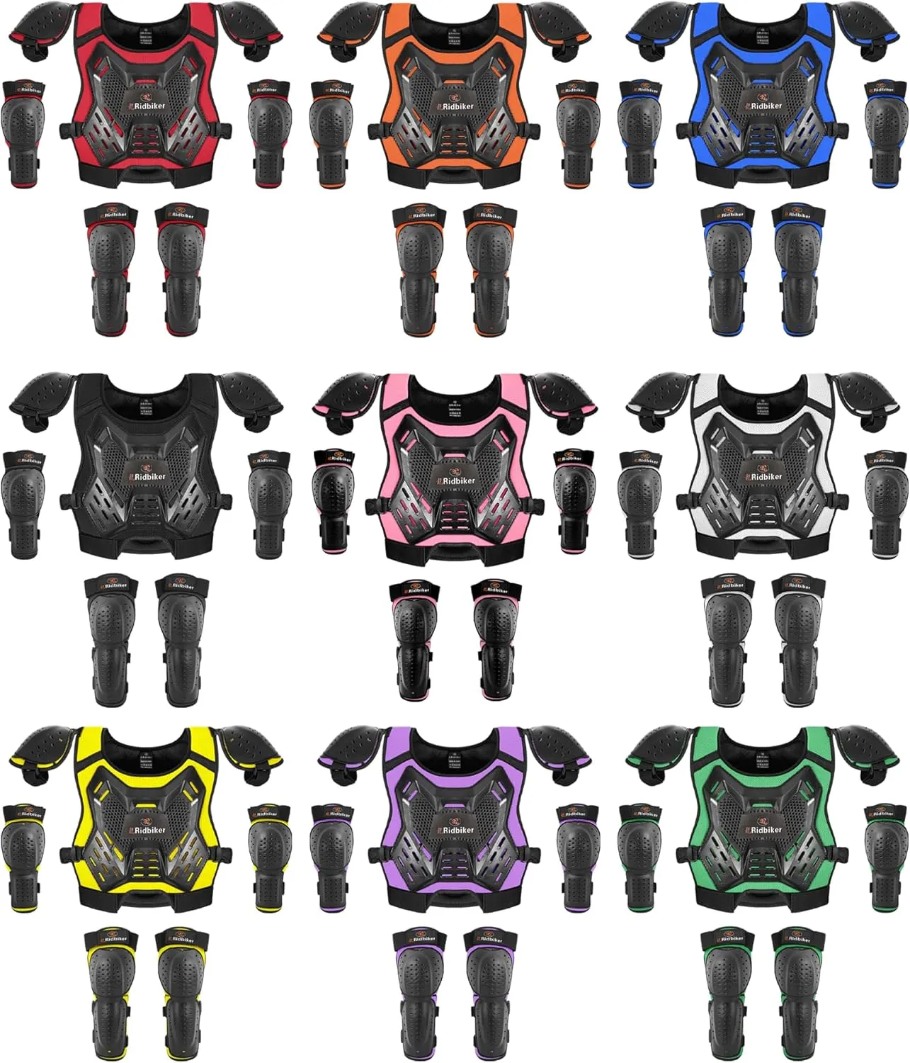 Kids Dirt Bike Gear Armor Vest Suit, Motorcycle Chest Protector with Knee Elbow Pads, Youth Riding Protective Gear for Motocross Cycling Skating Ski Off-Road