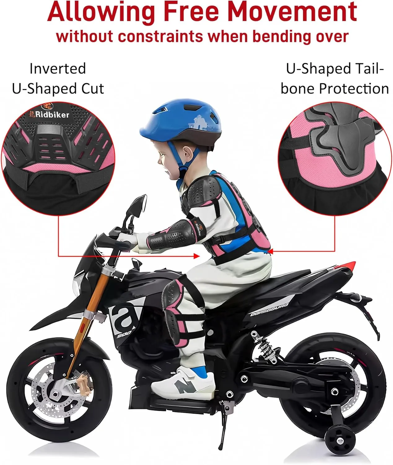 Kids Dirt Bike Gear Armor Vest Suit, Motorcycle Chest Protector with Knee Elbow Pads, Youth Riding Protective Gear for Motocross Cycling Skating Ski Off-Road