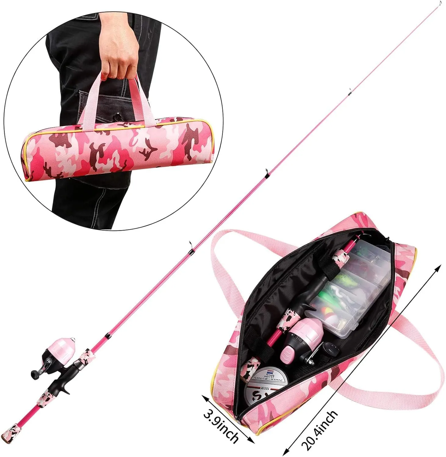 Kids Fishing Pole - Telescopic Fishing Rod and Reel Combo Kit - Fishing Gear, Fishing Lures, Carry On Bag, 70 Set Fully Fishing Equipment - for Boys, Girls, Youth