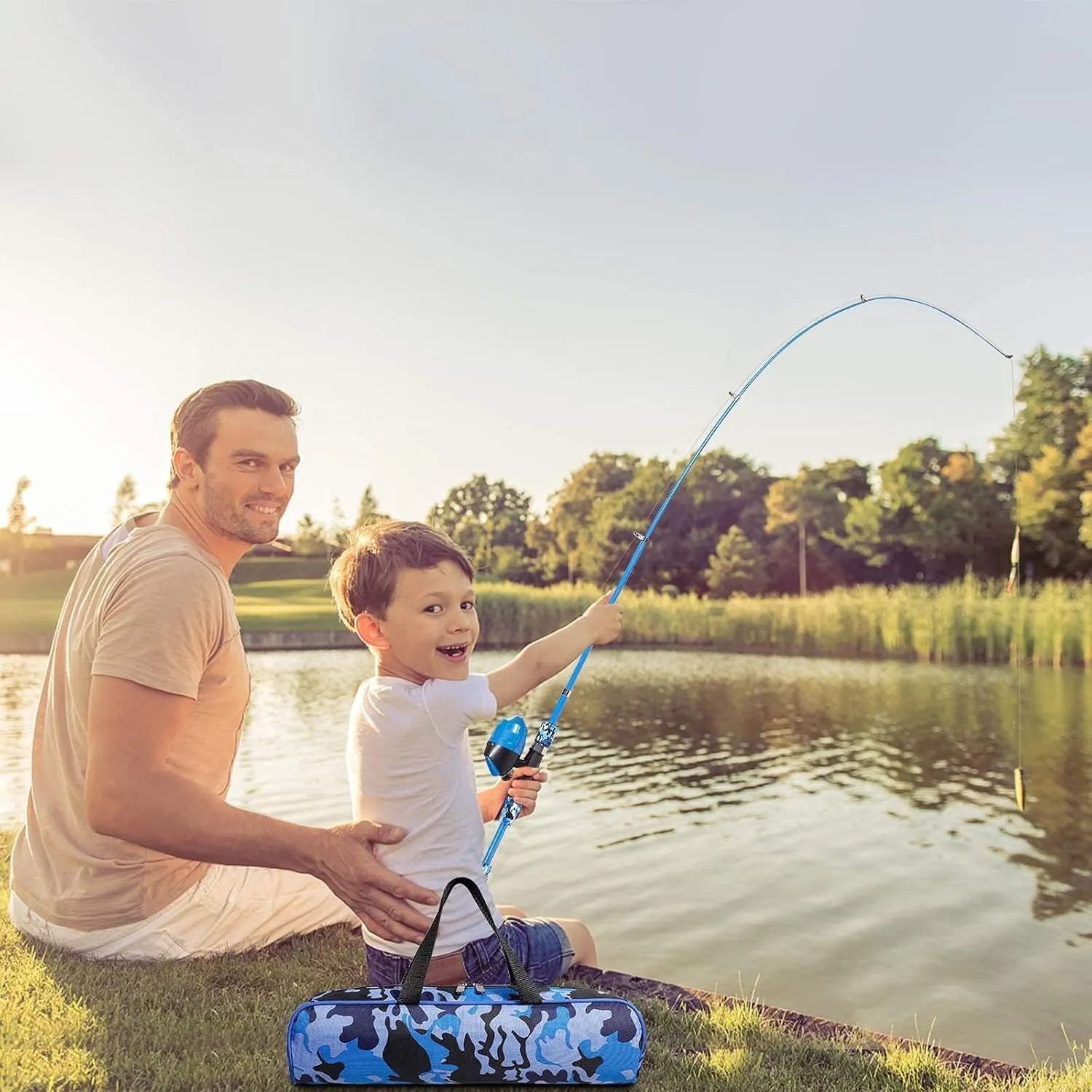Kids Fishing Pole - Telescopic Fishing Rod and Reel Combo Kit - Fishing Gear, Fishing Lures, Carry On Bag, 70 Set Fully Fishing Equipment - for Boys, Girls, Youth