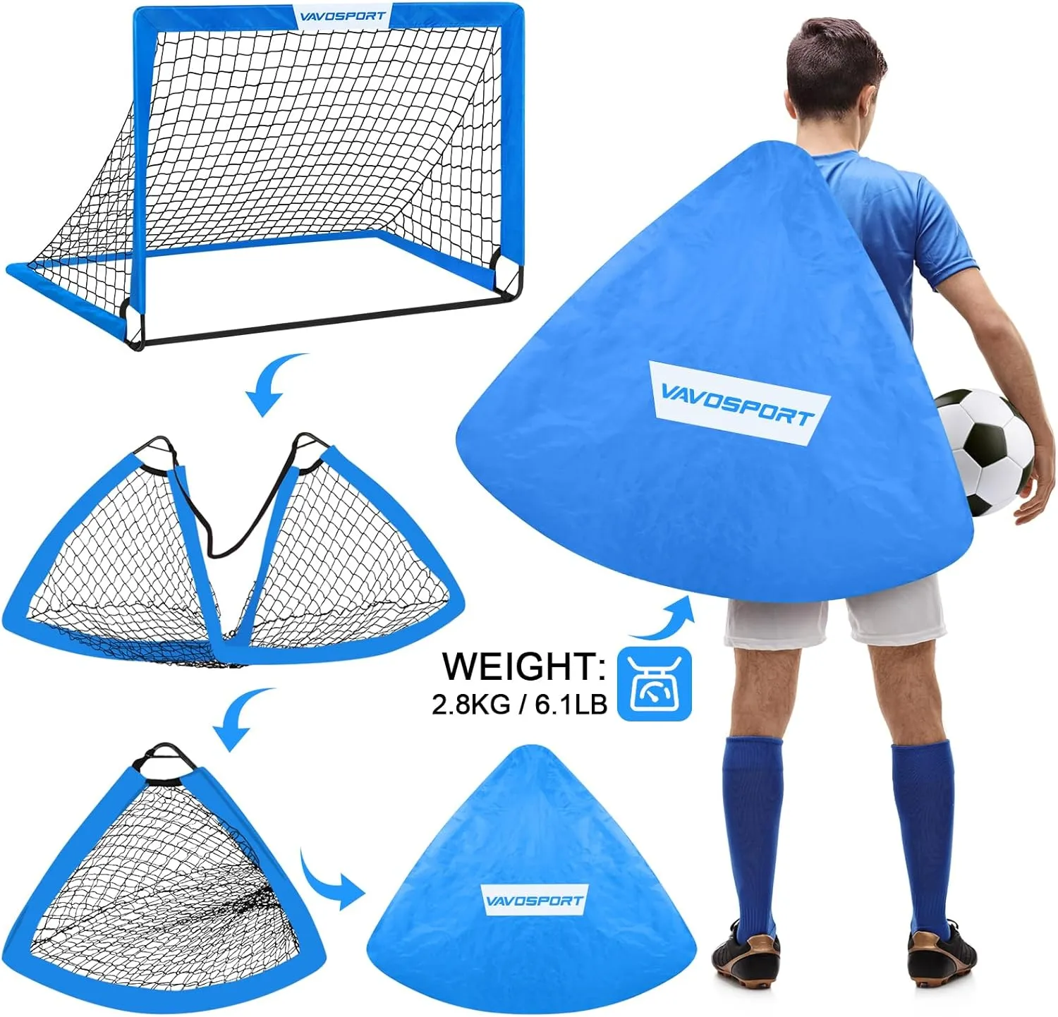 Kids Soccer Goals for Backyard Set - 2 of 4' x 3' Portable Soccer Goal Training Equipment, Pop Up Toddler Soccer Net with Soccer Ball, Soccer Set for Kids and Youth Games, Sports
