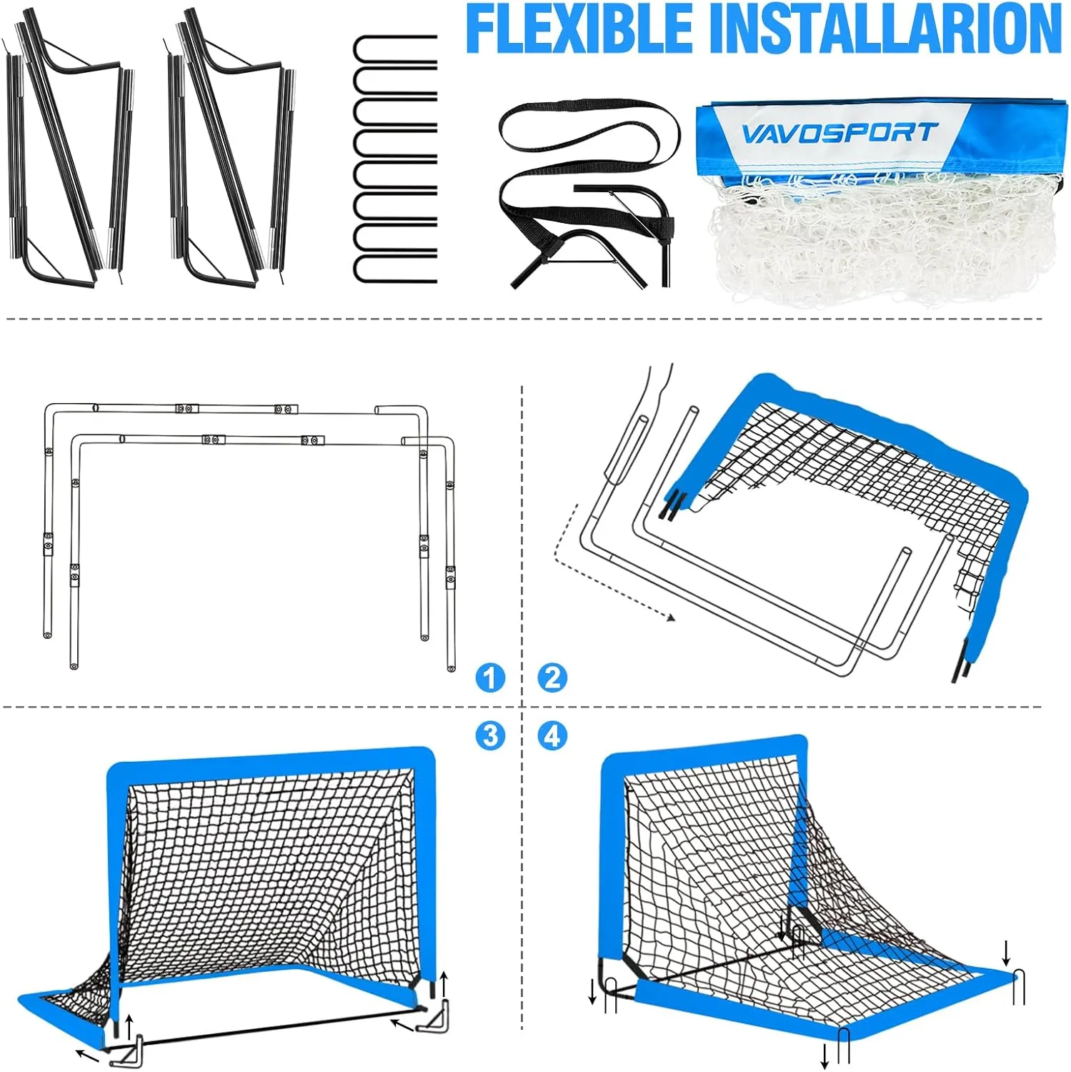 Kids Soccer Goals for Backyard Set - 2 of 4' x 3' Portable Soccer Goal Training Equipment, Pop Up Toddler Soccer Net with Soccer Ball, Soccer Set for Kids and Youth Games, Sports