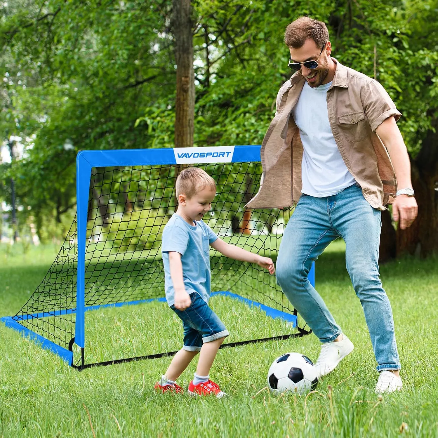 Kids Soccer Goals for Backyard Set - 2 of 4' x 3' Portable Soccer Goal Training Equipment, Pop Up Toddler Soccer Net with Soccer Ball, Soccer Set for Kids and Youth Games, Sports