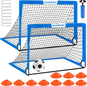 Kids Soccer Goals for Backyard Set - 2 of 4' x 3' Portable Soccer Goal Training Equipment, Pop Up Toddler Soccer Net with Soccer Ball, Soccer Set for Kids and Youth Games, Sports