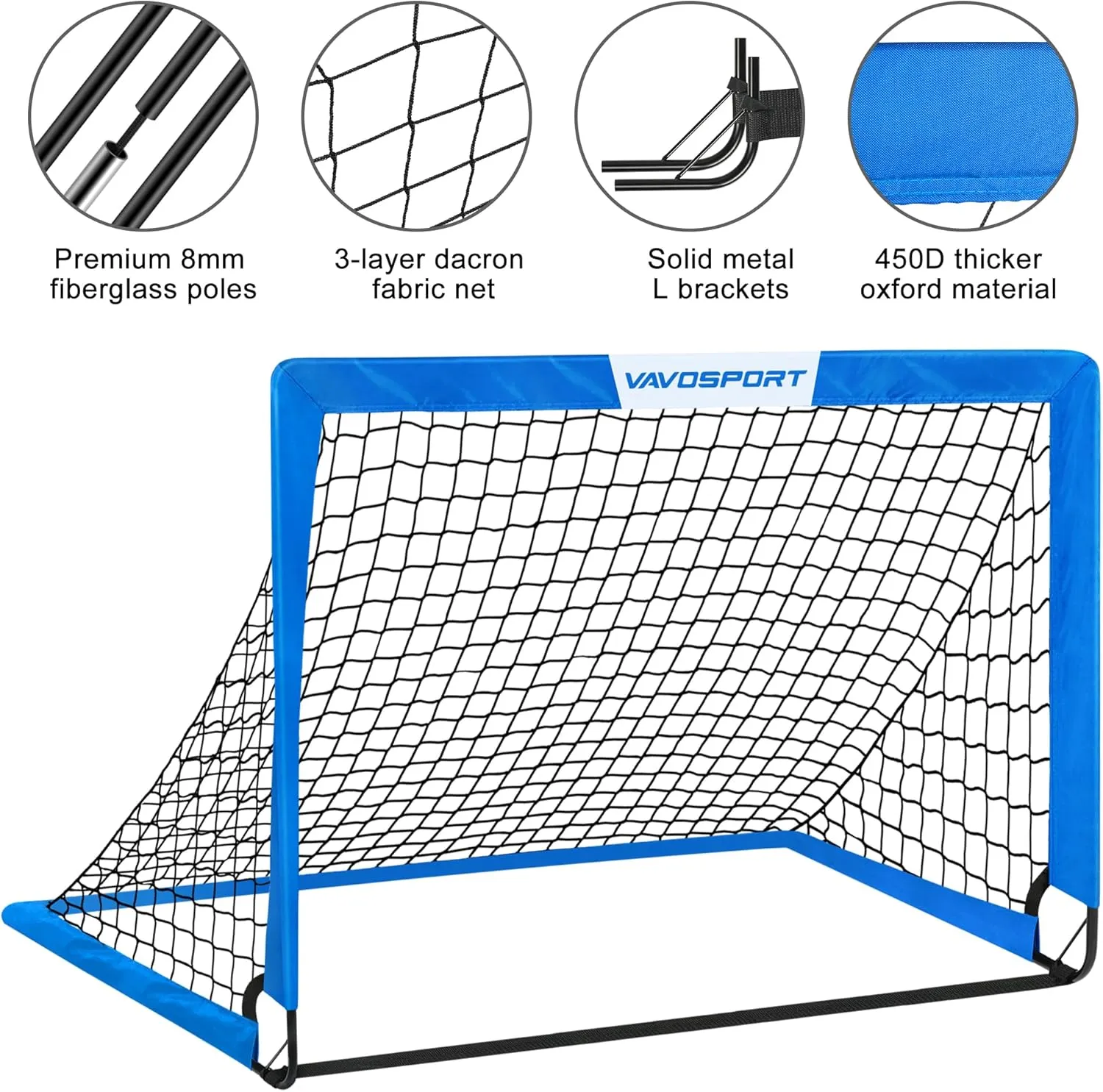 Kids Soccer Goals for Backyard Set - 2 of 4' x 3' Portable Soccer Goal Training Equipment, Pop Up Toddler Soccer Net with Soccer Ball, Soccer Set for Kids and Youth Games, Sports