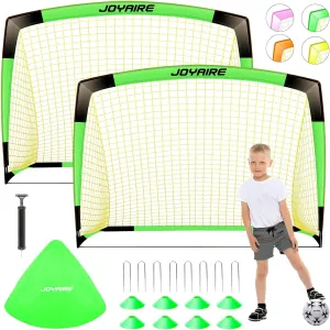Kids Soccer Goals for Backyard Set, Portable Toddler Soccer Goal 2 of 6x4 ft, 4x3 ft, 7x5 ft, Soccer Training Equipment, Pop Up Soccer Net Kit with Size 4 Soccer Ball, Outdoor Sports Play, Youth Game