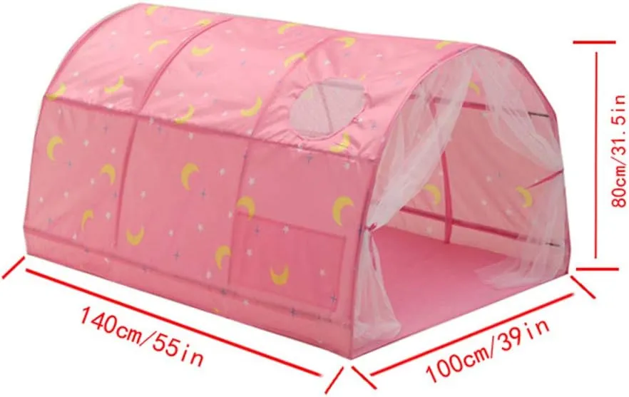 Kids Tent, Boys Girls Play Tents Bed Tents, Portable Baby Toddlers Sleeping Tent with Double Net Curtain for Bedroom Decor Indoor Games (Pink)