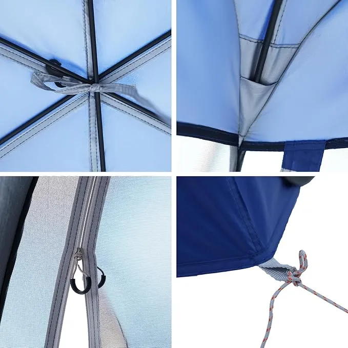 KingCamp POP UP Screen House Tent 10x7 FT Mesh Canopy Tent for 4-6 People Family and Outdoor Gatherings Stable Structure, UV Protection, Blue