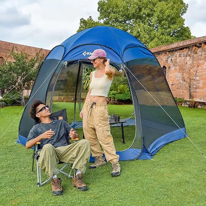 KingCamp POP UP Screen House Tent 10x7 FT Mesh Canopy Tent for 4-6 People Family and Outdoor Gatherings Stable Structure, UV Protection, Blue