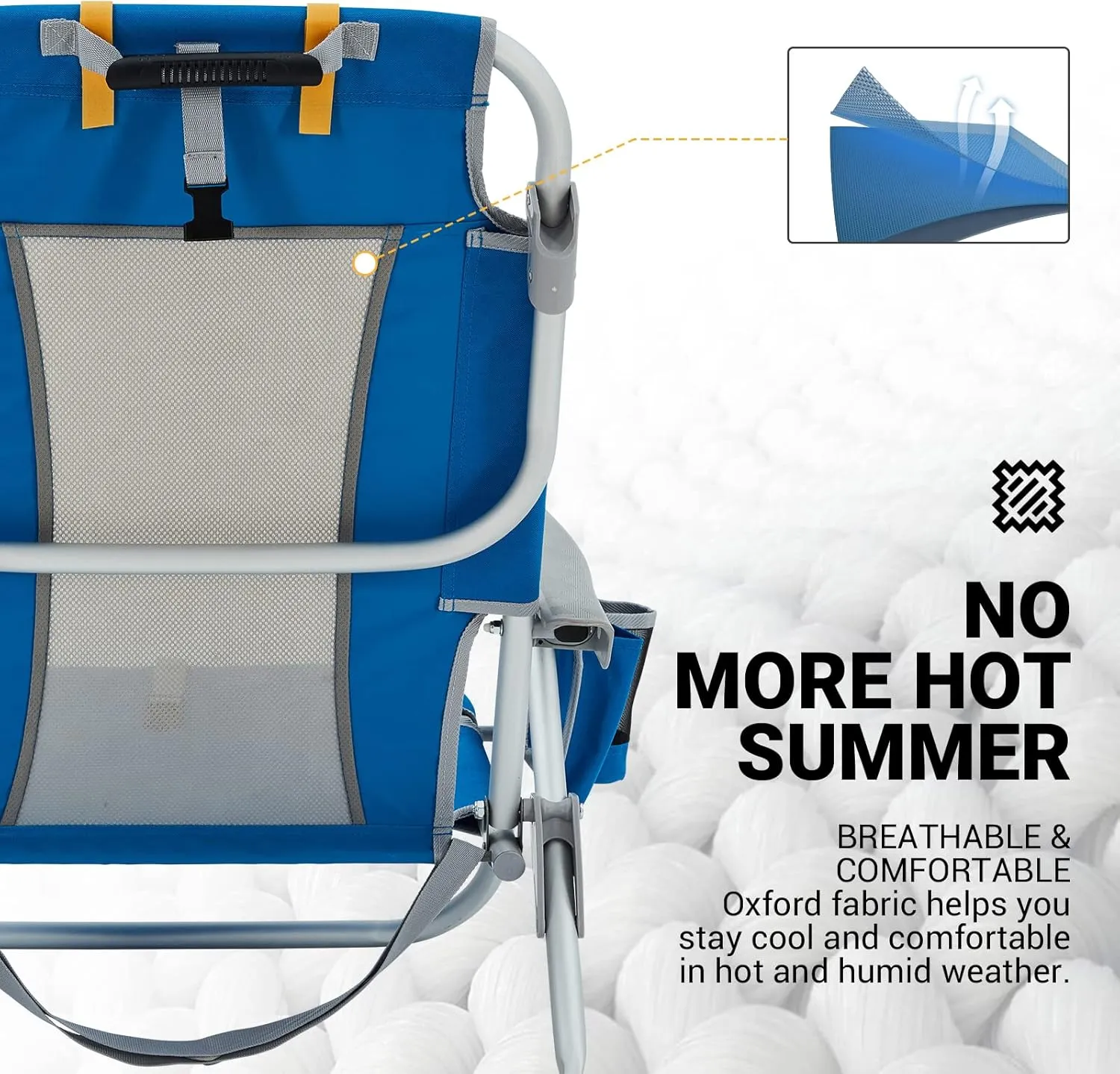 KingCamp Reclining Beach Chairs 2 Pack, Adjustable Backpack Beach Chairs Portable Folding with 3 Positions, Carrying Straps for Outdoor Lawn Camping Sand Travel Concert Festival, Blue