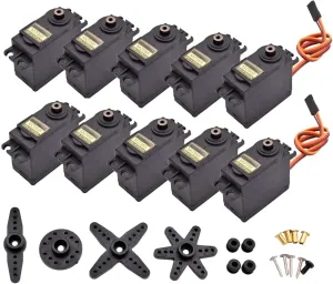 KLVN 2/4pcs 180 360 MG995 Metal Gear Servo Motor Servomotor Torque DIY RC Car Robot Helicopter Model Remote Control Aircraft(All Metal - 360,4PCS)