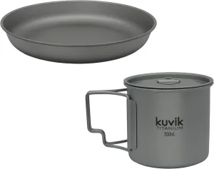 Kuvik Titanium 195mm (7.7") Plate & 350ml (11.8 oz) Titanium Cup Bundle