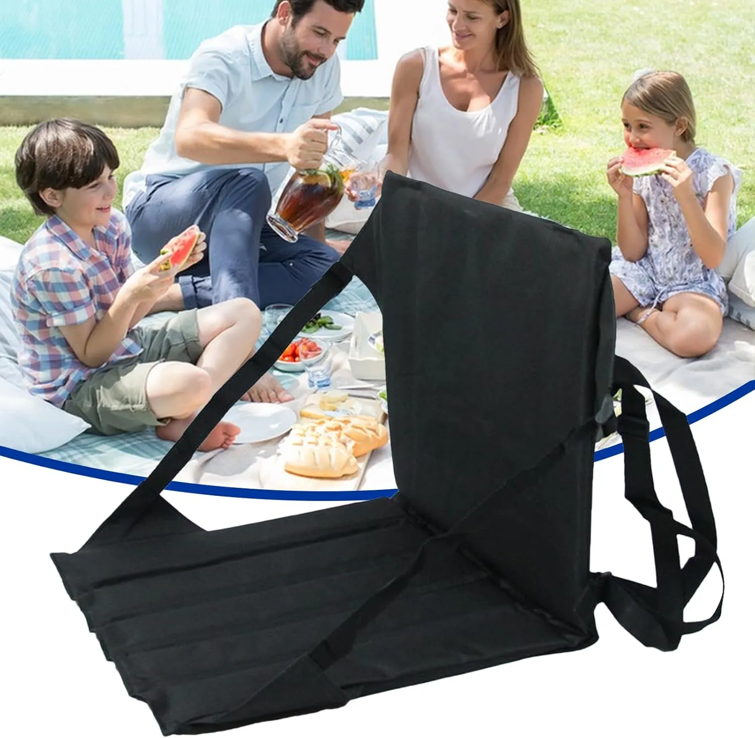 LAFANDE Portable Stadium Seat Cushion, Garden Chair Cushions with Backs, Outdoor Folding Padded Floor Chair, Lightweight Stadium Bleacher Seat for Sporting Events, Camping, Beach