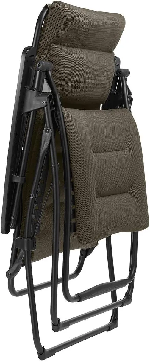 Lafuma Futura Air Comfort Zero Gravity Chair XL Series Outdoor Lounge Relaxation with Headrest, Cushion, Footrest and Foot Glides, Taupe Gray