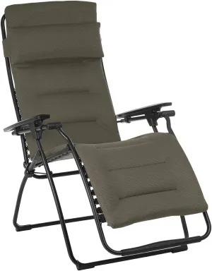 Lafuma Futura Air Comfort Zero Gravity Chair XL Series Outdoor Lounge Relaxation with Headrest, Cushion, Footrest and Foot Glides, Taupe Gray