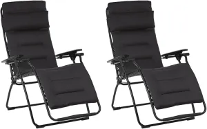 Lafuma Futura Air Comfort Zero Gravity Outdoor Recliner Chair, Acier (2 Pack)