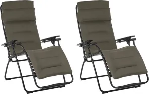 Lafuma Futura Air Comfort Zero Gravity Outdoor Recliner Chair, Taupe (2 Pack)