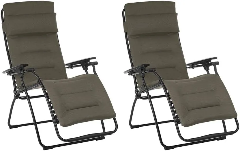 Lafuma Futura Air Comfort Zero Gravity Outdoor Recliner Chair, Taupe (2 Pack)