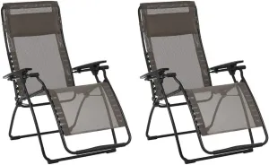 Lafuma Futura Batyline Series Relaxation Lawn Chair Recliner, Graphite (2 Pack)