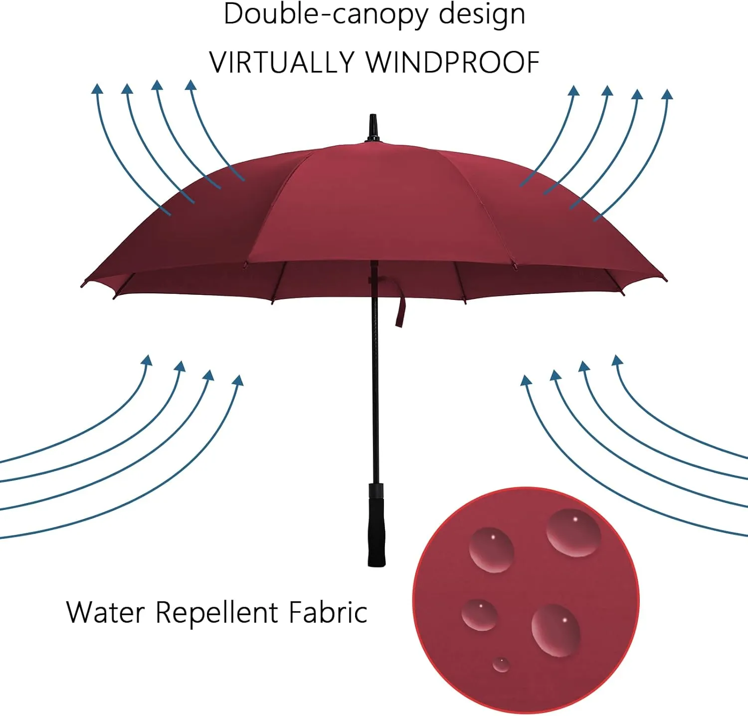 Large Golf Umbrella Windproof 48/54 Inch Windproof Automatic Open Automatic Open Vented Oversized Umbrella for Rain and Wind for Men and Women