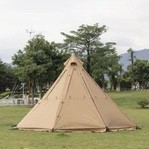 Large Pyramid Teepee Camping Tent with Stove Hole Waterproof Indian Tipi Tent with Carry Bag for 5-8 Person Family Camping Tents