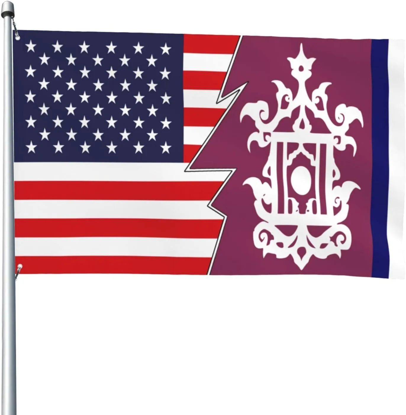 Late 19th Century Flag of Sulu And America Flag 4x6 Ft Heavy Duty Banner Durable Yard Outdoor Flags Decoration For All Seasons