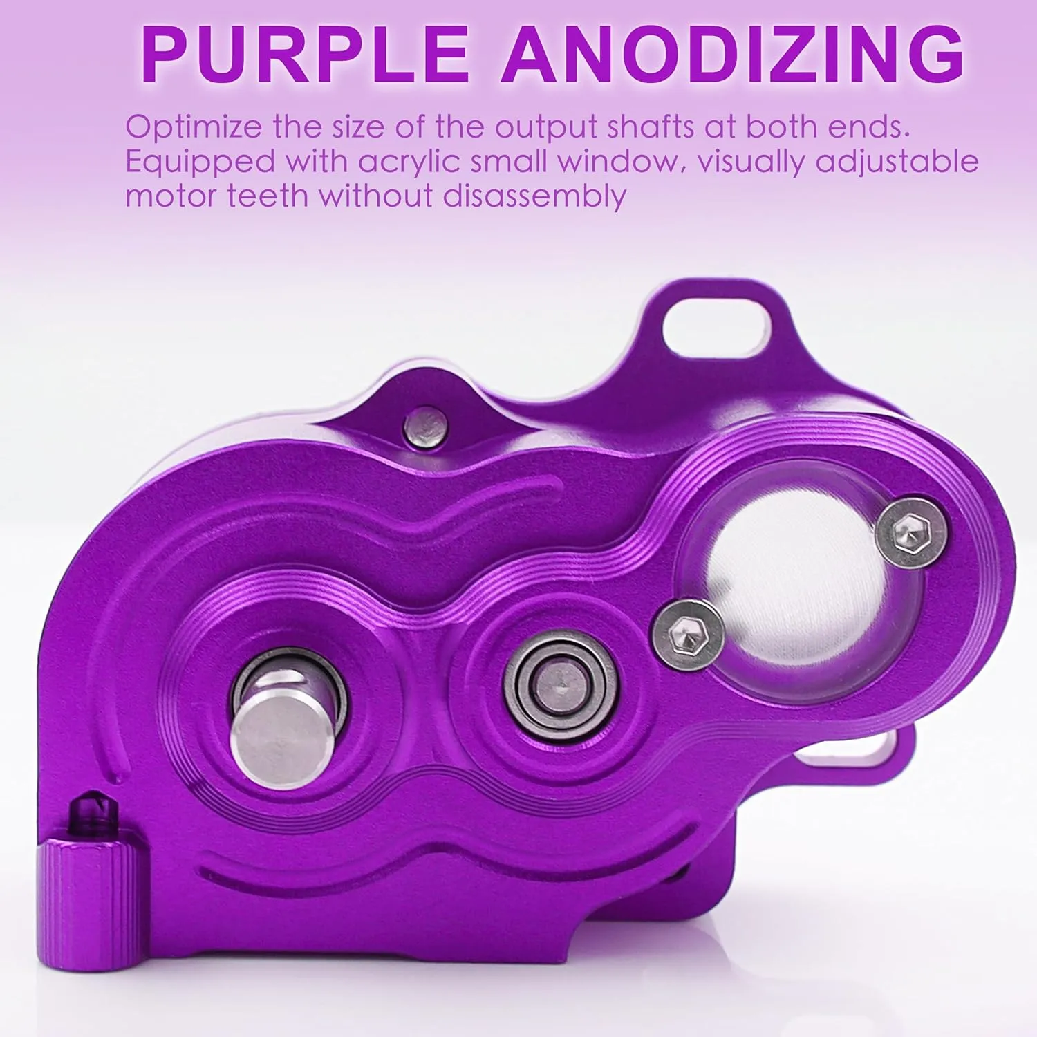 LCG Crawler R2 Metal Transmission Low Center of Gravity Gearbox for 1/10 RC Car SCX10 TRX4 RC4WD Capra Axle DIY Chassis(Purple)