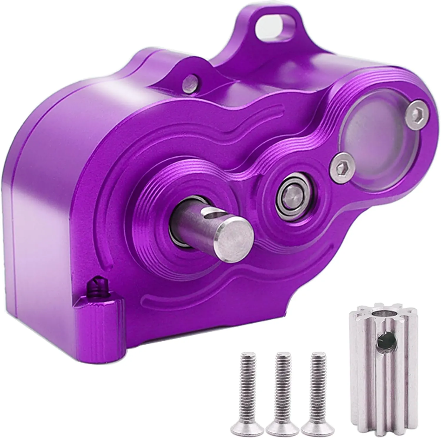 LCG Crawler R2 Metal Transmission Low Center of Gravity Gearbox for 1/10 RC Car SCX10 TRX4 RC4WD Capra Axle DIY Chassis(Purple)