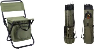 LEADALLWAY Fishing Chair with Cooler Bag and Fishing Rod Bag